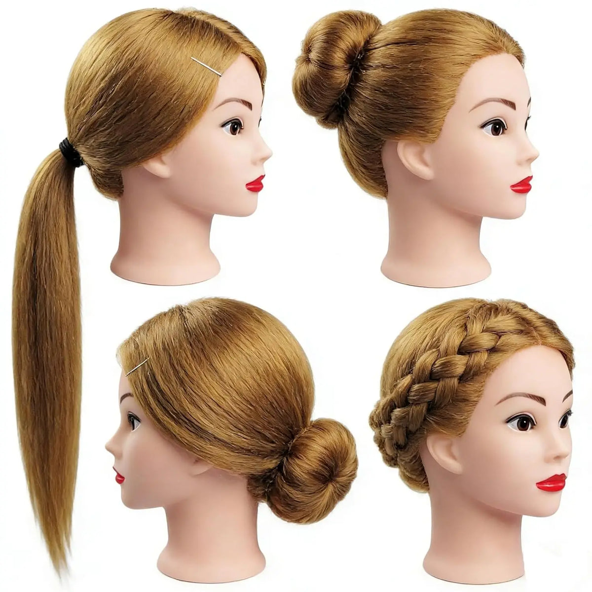 Real Hair Mannequin Head for Braiding - Training Doll Head for Hair Styling | Mannequin Head with Real Hair