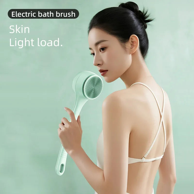 HOMEFISH Dual Handle Electric Bath Body Scrubber Brush with Long Handle Back Cleaning Tool for Back Exfoliation And Deep Cleanin