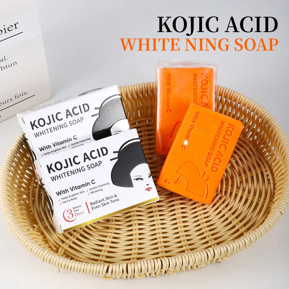 100g Turmeric Kojic Acid Soap Whitening Handmade Deep Cleansing Moisturizing Bath Soap Exfoliating Skin Lightening for Face Body