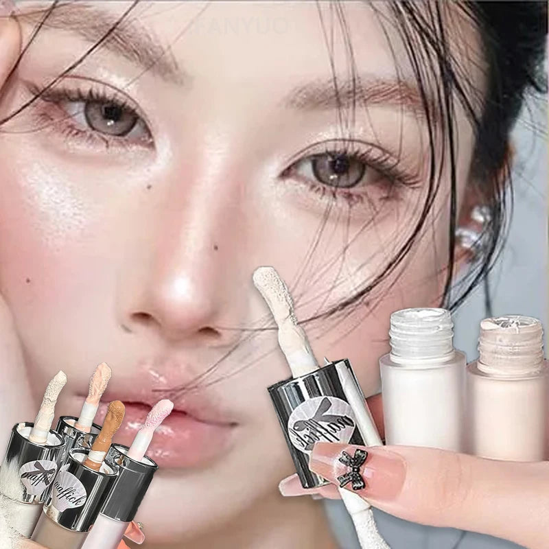 Dual-Ended Liquid Highlight Stick Pearl Gloss Diamond & Matte White Cream Shine Face Brightening Nose Shadow Contouring Makeup