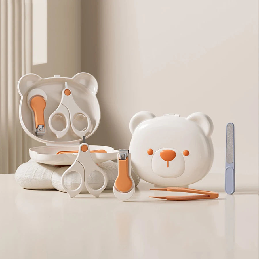 Children Manicure Kit Baby Nail Scissor Baby Nail Care Tool Set Kid Safe Portable Nail Clipper Trimmer File Tweezer with Box