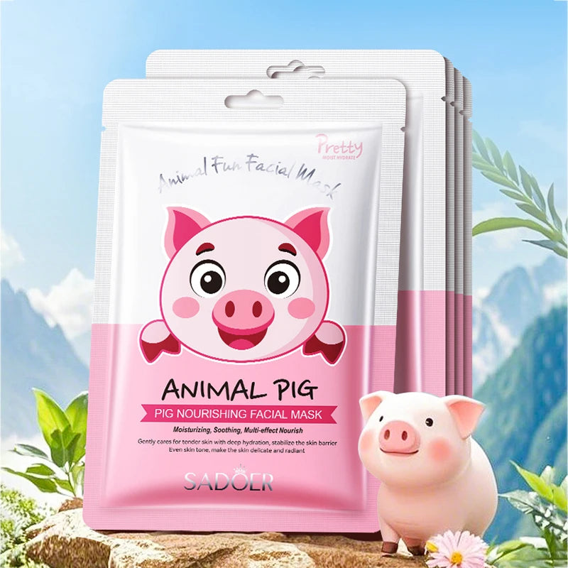 5pcs SADOER Animal Pattern Masks Face Mask Moisturizing Anti Wrinkles Anti-Aging Whitening Facial Masks Skin Care Novel Products