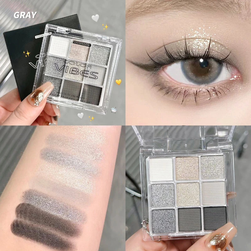 9-Grid Multi-color Eyeshadow Palette Glitter Pearlescent Matte Eye Shadow Shimmer Long Lasting Women Eye Makeup palette Cosmetic