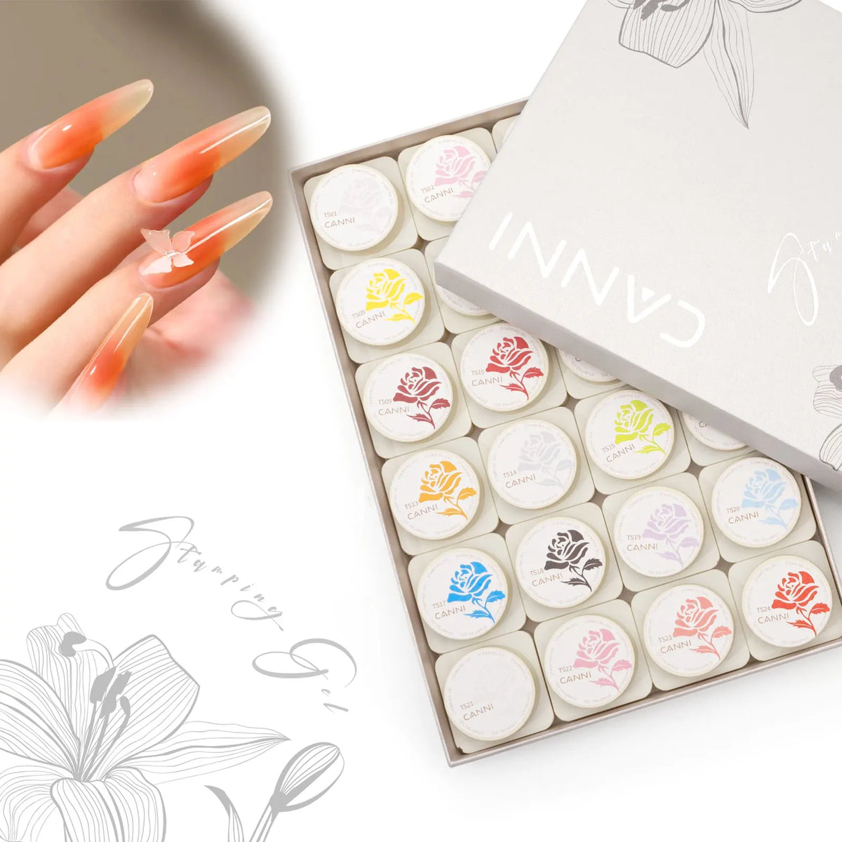 CANNI Stamping Gel Kit Gradient Nail Design Creamy Painting Gel Fast Transfer Nail Drawing Easy Used French Nail New Learner Set