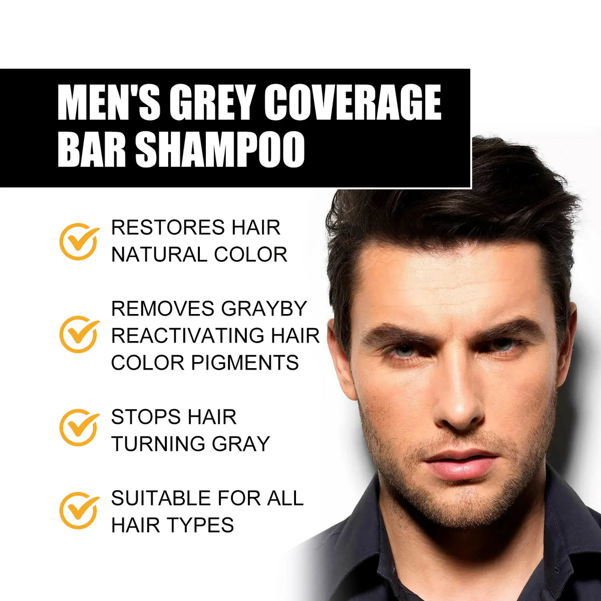 Grey Coverage Handmade Soap Natural Plant Extract Gentle Scalp Cleansing Darkening Treatment Solid Shampoo Hair Color Care