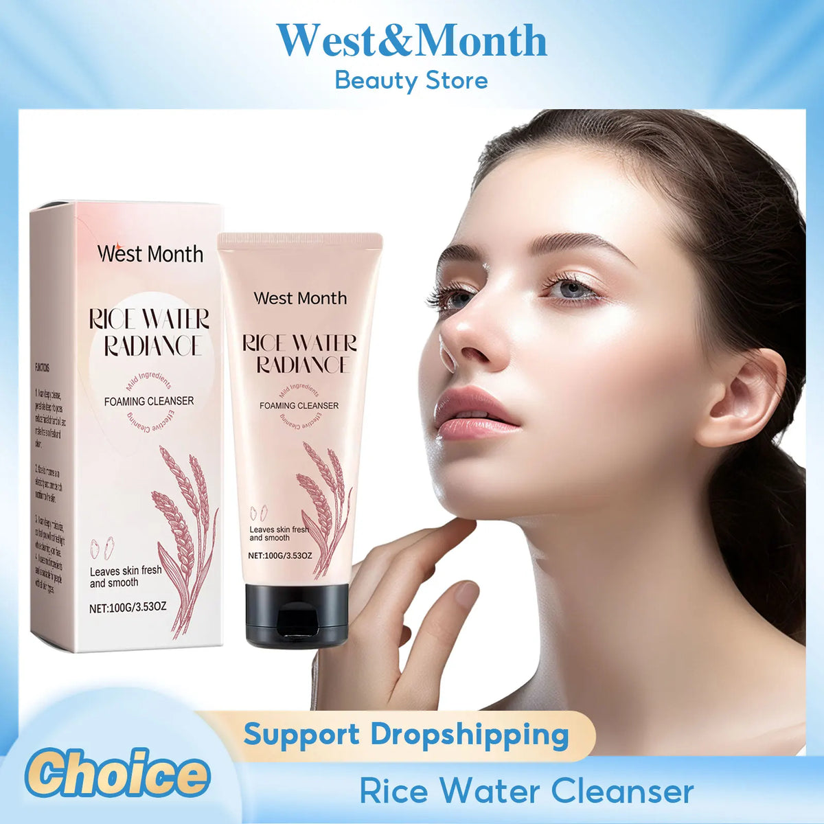 Rice Water Face Wash Deep Cleaning Moisturizing Brightening Rejuvenation Oil Control Sooth Facial Cleanser Foam Korean Skin Care