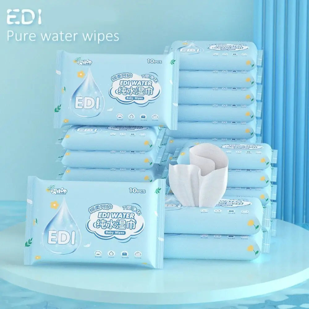 10Pcs/Pack New Spunlace Nonwoven Fabric Baby Wipes EDI Pure Water Extractable Baby Care Tools Disposable Portable Wet Wipes