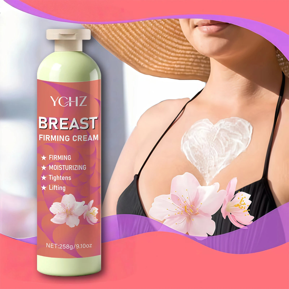 9.1 oz Breast Firming Cream, Containing Olive Oil, Vitamin E, and Honey, for Firming Breast Skin, Moisturizing and Firming Women's Body Skin Care Cream