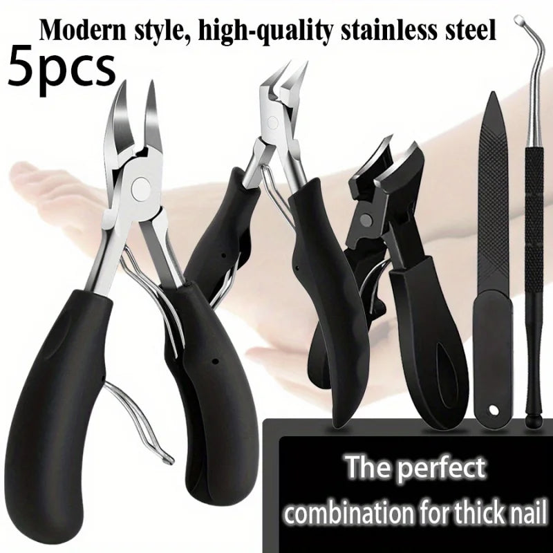 Thick Nail Clippers Set 1/5pcs Modern Design Stainless Steel Nail File Concave Blade