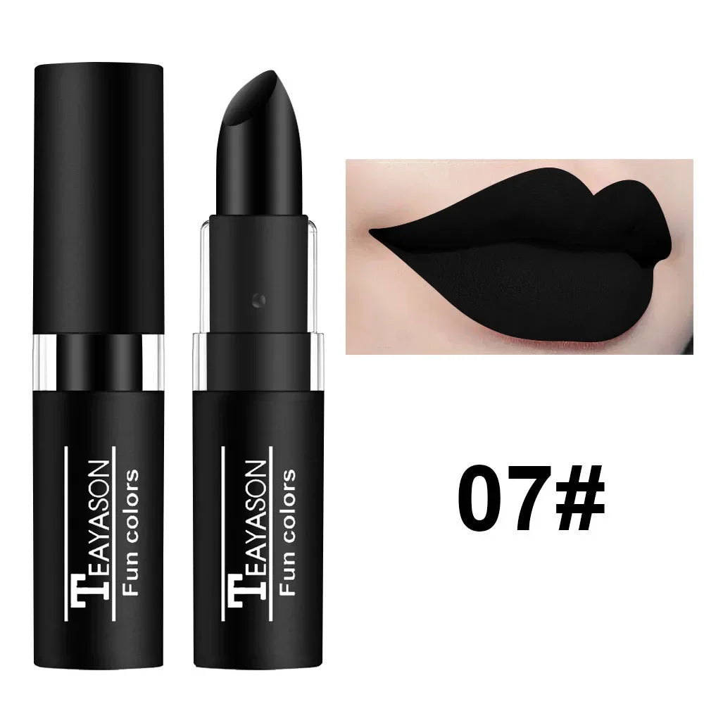 Waterproof Matte Lipstick Waterproof Lip Pigment Black Green Purple Lipstick Christmas Halloween Lip Makeup Tint Moisturizing