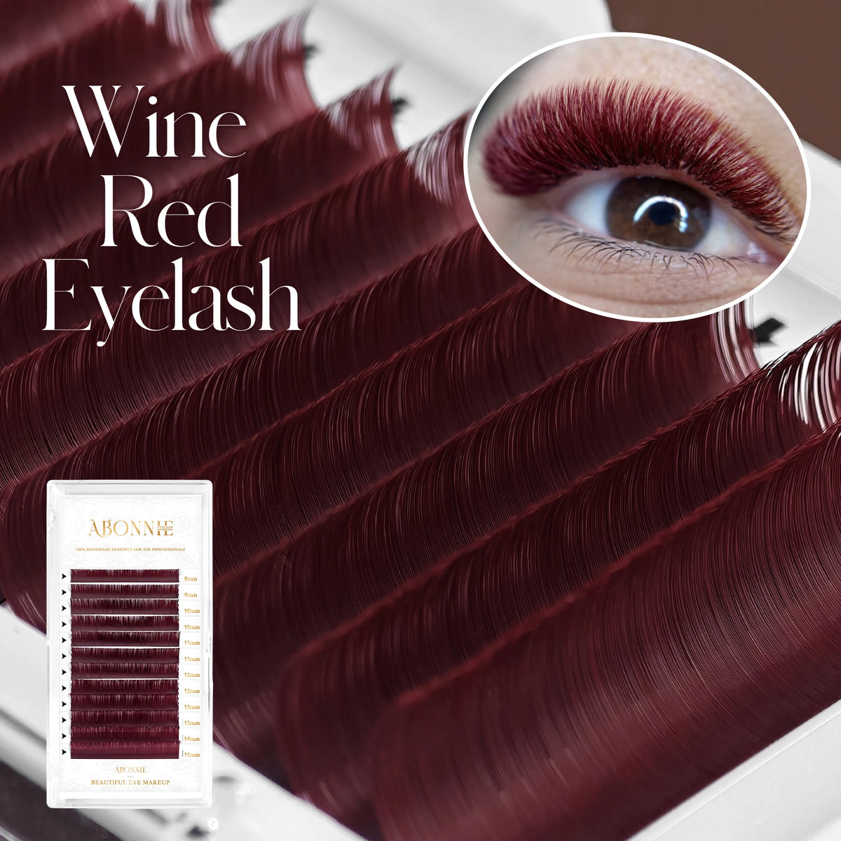 ABONNIE Burgundy Lashes Wine Red Colored Classic Eyelash Extensions Ombre Colorful Lashes