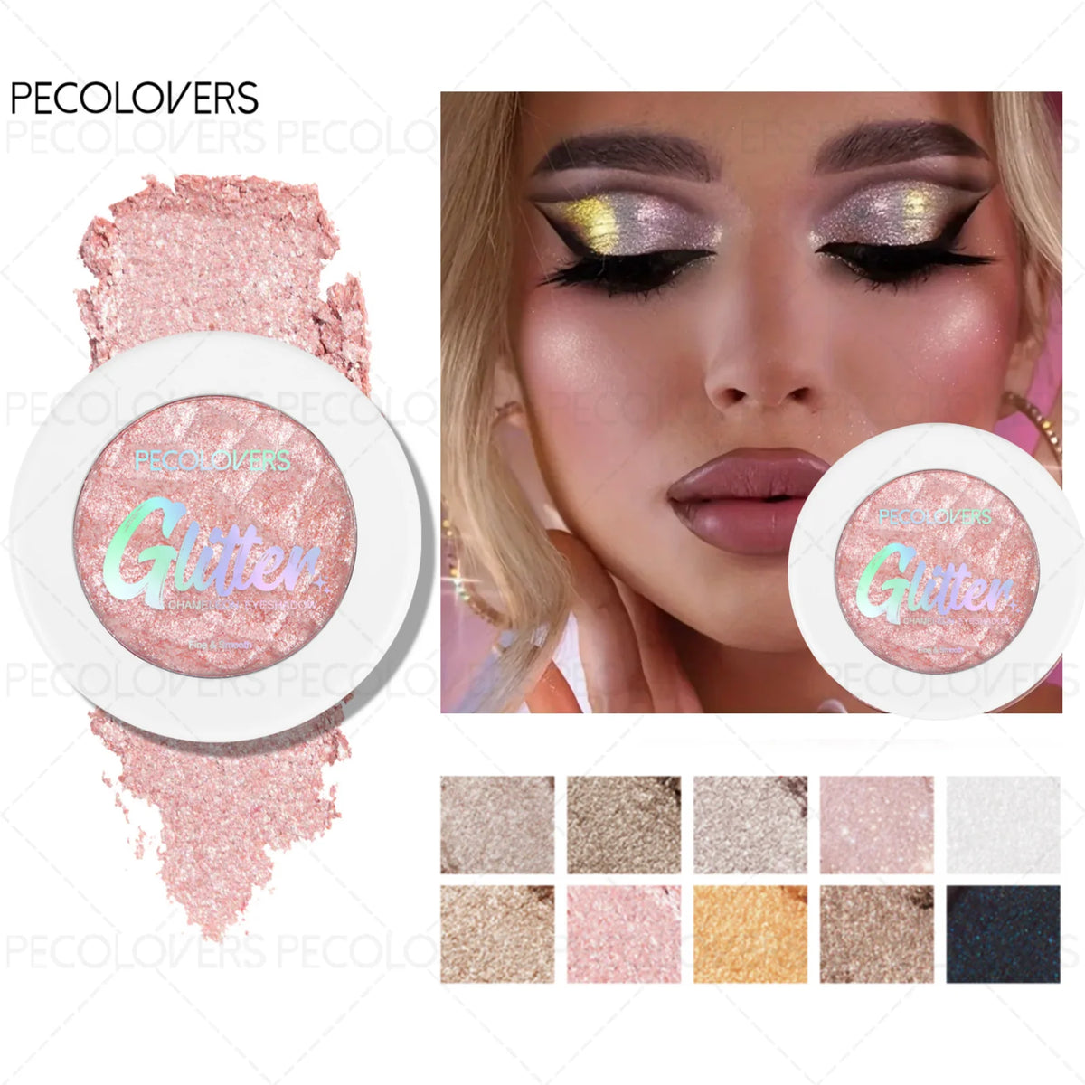 1PC Chameleon Eyeshadow Powder - Vibrant Pink Highlighter, Mashed Potato Texture, Long-Lasting Shimmer