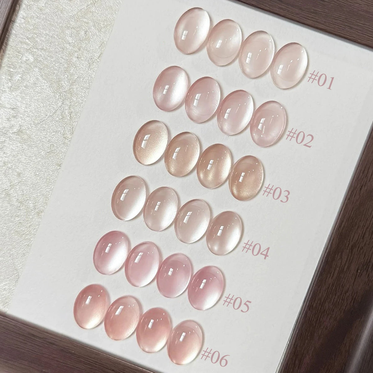 SHAKA 1-6pcs Pure Desire Pink Lover Cat Eye Gel Nail Polish 2026 Popular Highlight Ice Transparent Nude Pink Glass Bead Nail Art