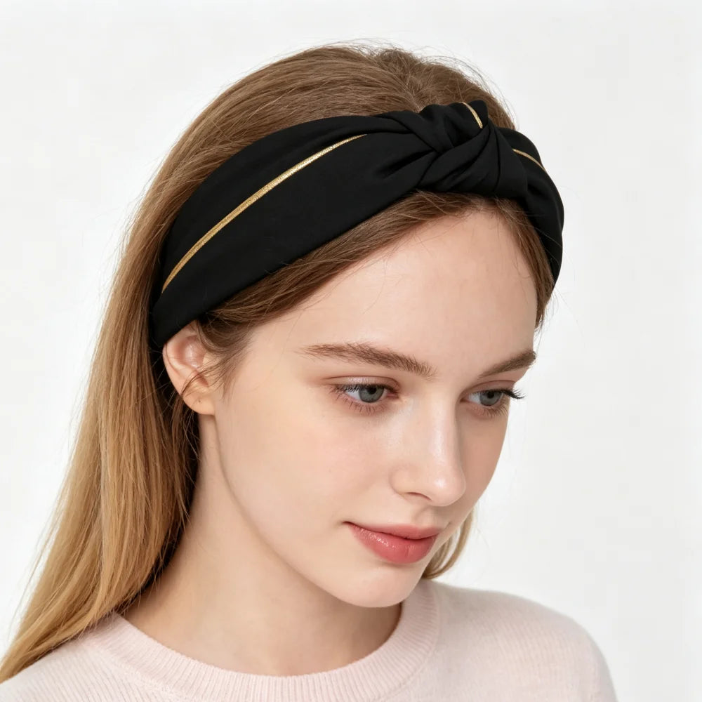 Soft Fabric Headband for Women Wide Side Knotted Hair Hoop Lady Girls Face Washing Hairband Daily Hair Styling Accessories
