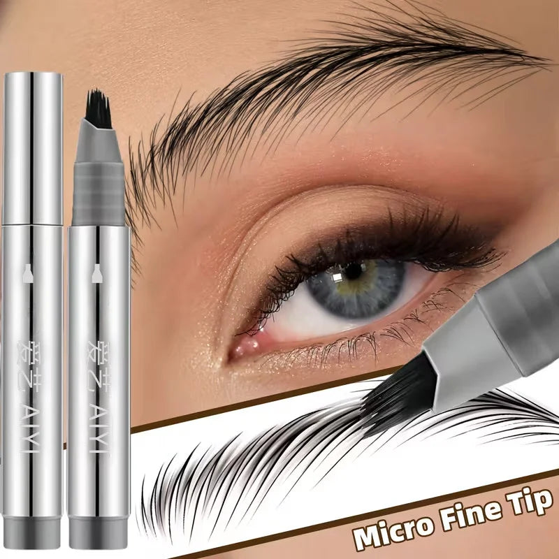 Waterproof Eyebrow Pen 4 Fork Tip Long Lasting Smudge Resistant Liquid Eyebrow Pen Precise Sketch Wild Eyebrow