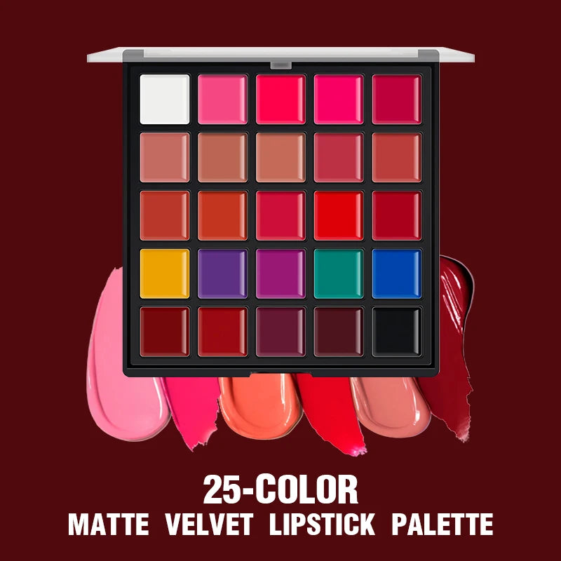 25-Color Velvet Matte Lipstick – Soft Blurred Finish, Smooth & Creamy, Long-Lasting Pigment, Buildable Coverage, Non-Drying