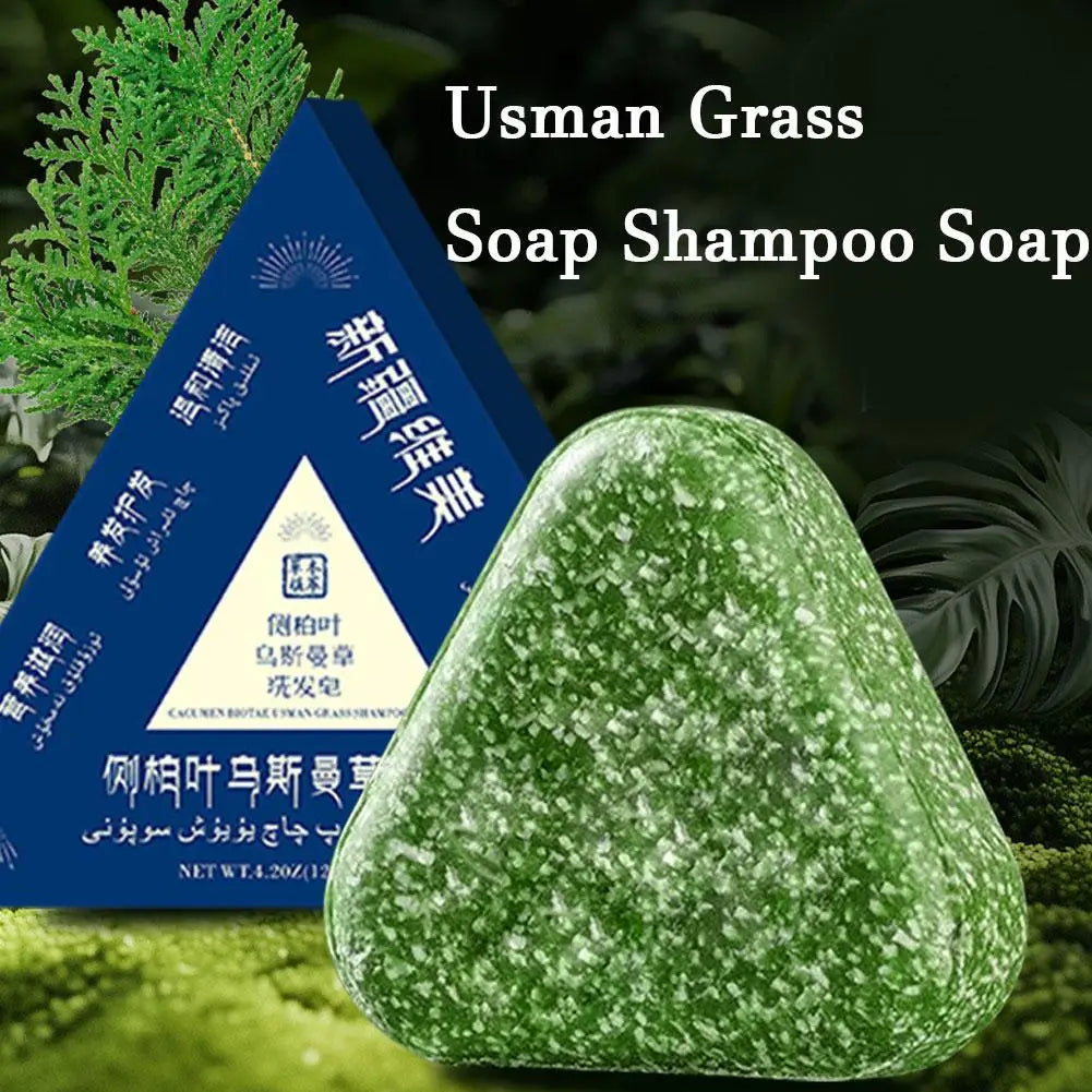 Anti-Hair Loss Shampoo Bar 120g, Herbal Usma Biotin Soap for Hair Growth, Strengthening Broken Hair, Control Oil & Dandruff