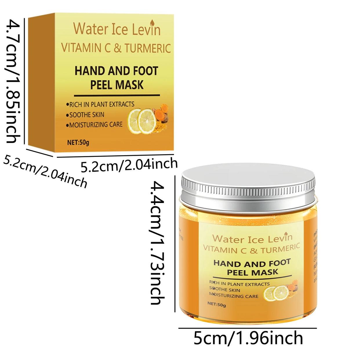 50g Turmeric Vitamin C Hand and Foot Mask, Plant-Based Care, Moisturizing and Nourishing, Apply and Wash Off Immediately, Smooths and Repairs, Lightens Skin, Nourishes, and Freshens Skin in One Step