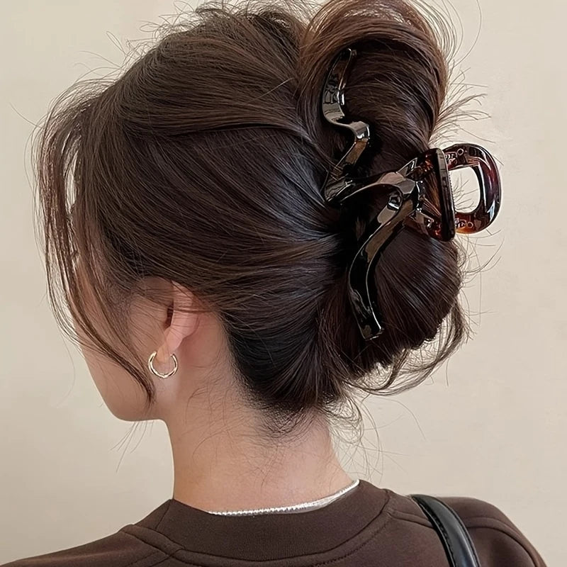 1 Acrylic Wave Hair Clip For Women - Fashionable And Elegant Hair Accessories - Hair Claw Headband - Hairstyle Shark Clip Gift