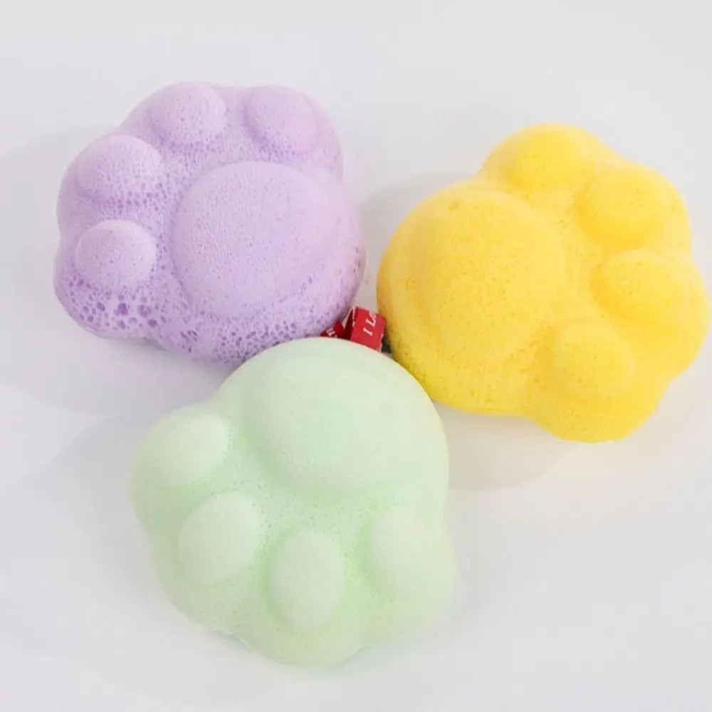 Baby Bath Brush Soft Cat's Paw Shower Balls Scrubbing Dead Skin Remover Baby Bath Sponge Bath PE Cartoon Washes The Earth Home