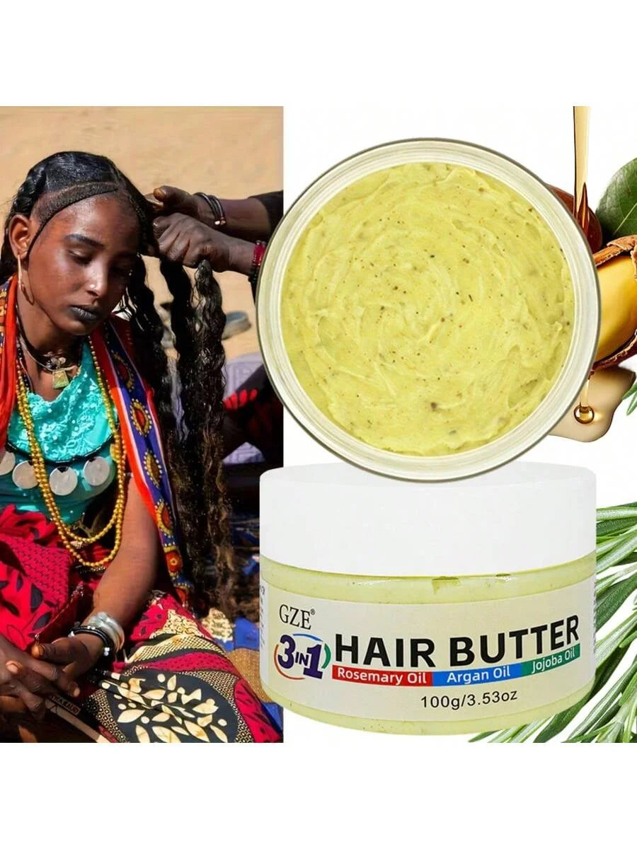GZE 3 in 1 Hair Butter Nourishing Cream with Rosemary, Argan & Jojoba Oils for Deep Conditioning, Frizz Control, Stong Hair Root