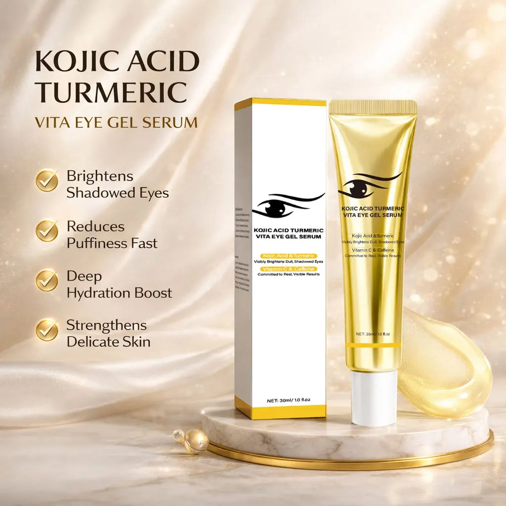Kojic Acid Turmeric Eye Serum Vitamin C & Caffeine Eye Gel Cream Visibly Brightens Dull Eyes, Fades Dark Circles  Eye Care ,30ml