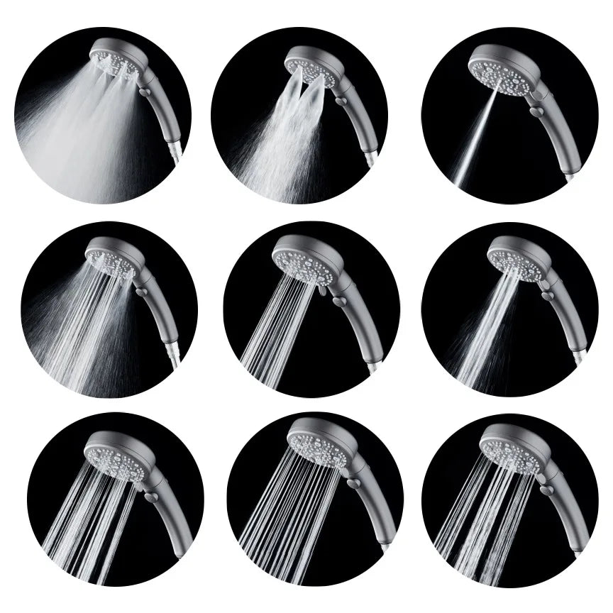 New 9 Modes Adjustable Shower Head With On/Off Button Bath High Pressure Massage Filter Shower Mixer Fuacet Bathroom Accessories