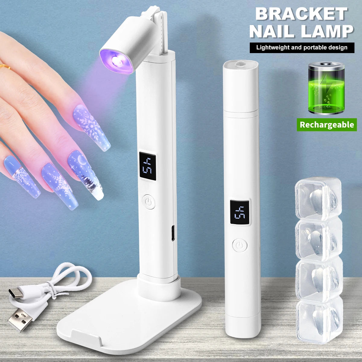LIMEGIRL Mini LED UV Nail Lamp Rechargeable Gel Polished LED Nail Lamp Retractable Display Timer USB Socket Art Nail Lamp