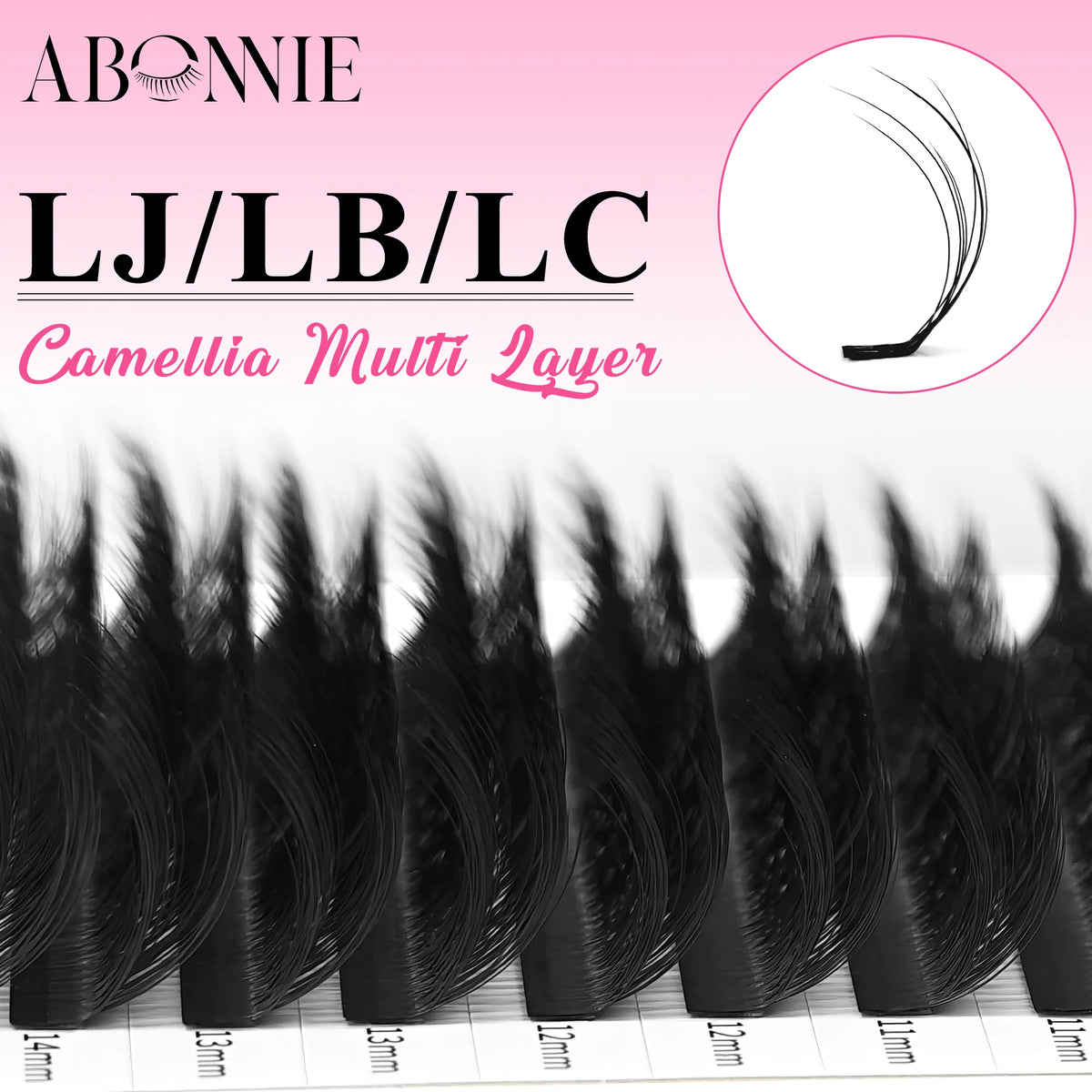 ABONNIE 5D Multi Layer Lashes Camellia Lash Extensions LJ/LB/LC Curl Wild Fluffy Double-Layer Individual Eyelash Extension