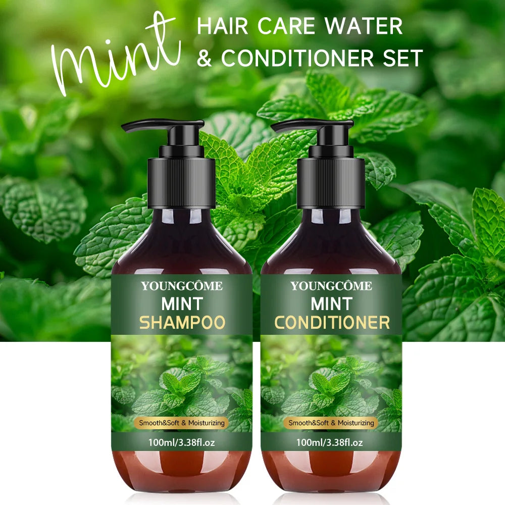 YOUNGCOME Peppermint Oil Shampoo and Conditioner Set for Hair Smooth&Soft & Moisturizing - For  Women & Men, 3.38 FL Oz Each