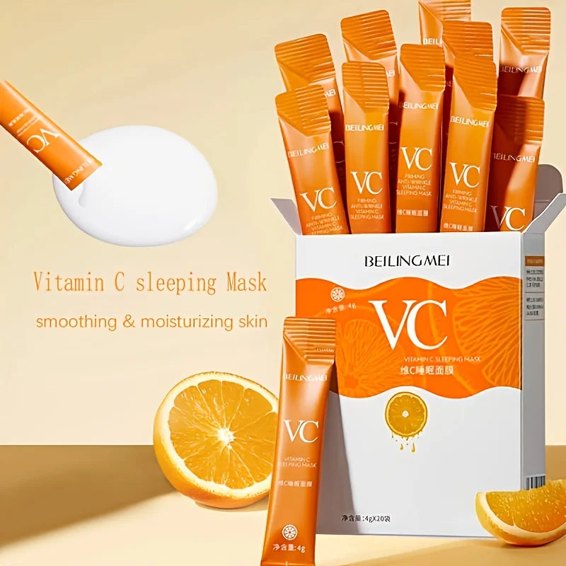 20pcs Vitamin C Sleeping Facial Masks Anti Wrinkle Moisturizing Hydrating Anti-Aging Whitening Face Mask Facial Skin Care