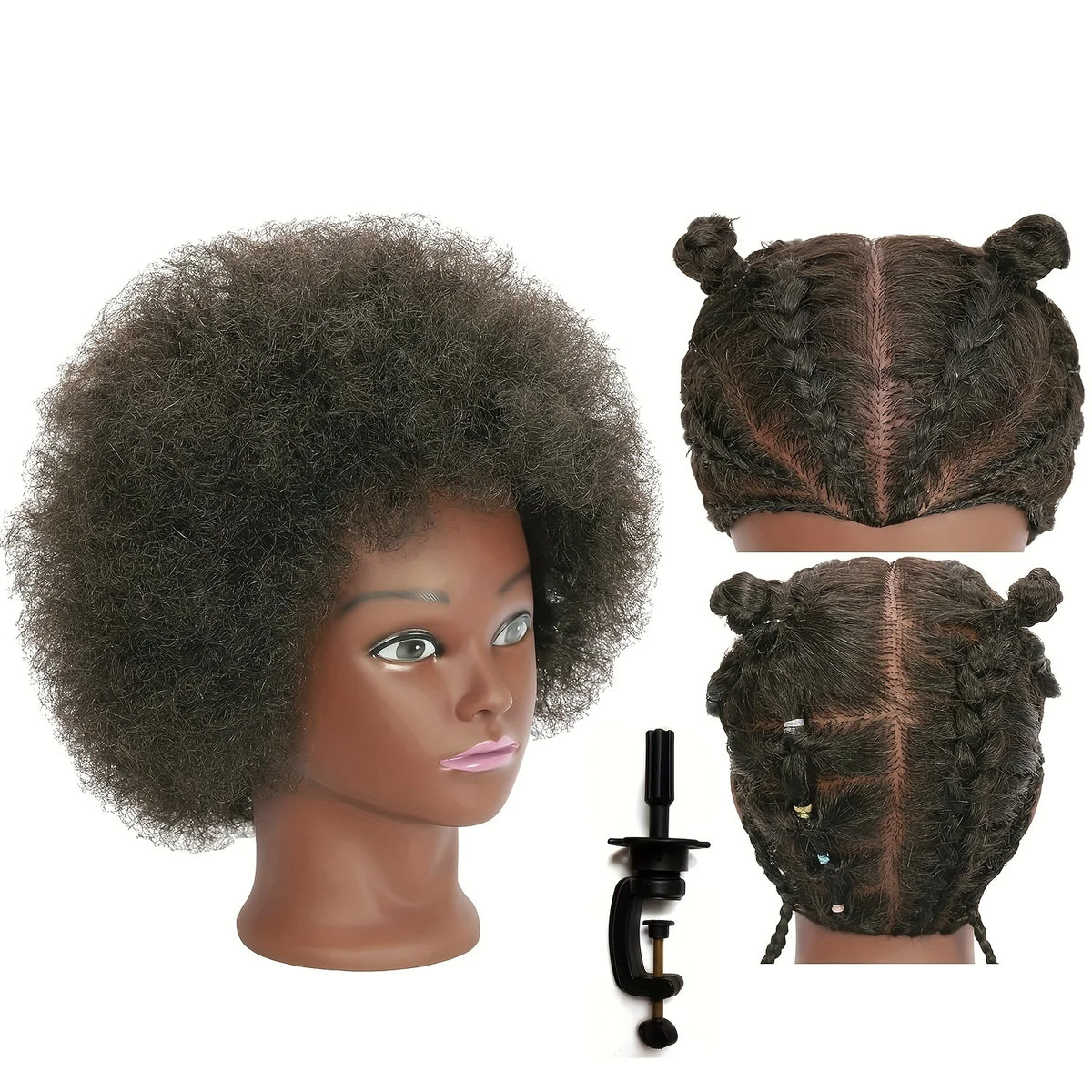 Kinky Curly 100% Real Human Hair Mannequin Head For Hairdresser Practice Afro Cosmetology Manikin Doll Head Styling Hair Extensi
