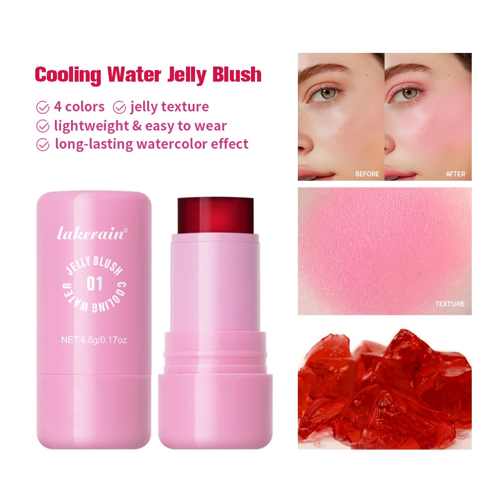 3 IN 1 Blusher Stick Long Lasting Waterproof Non-Sticky Matte Blush Eyeshadow Lip Universal Jelly Tint Stick Matte Contour Makeu