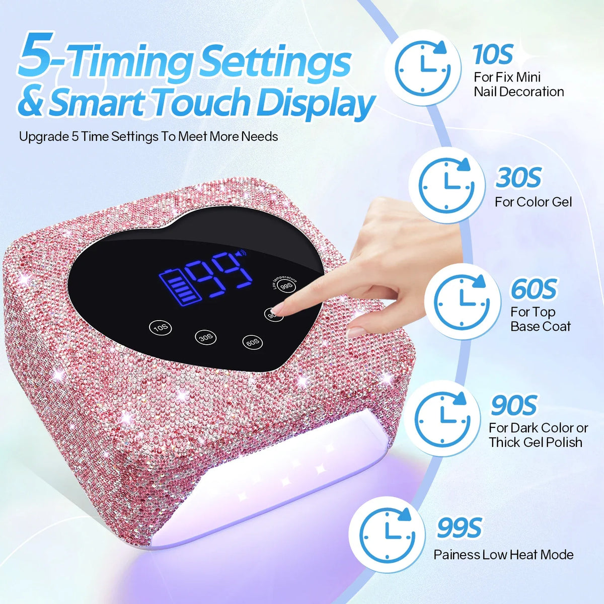 72W Cordless UV Nail Lamp Rechargeable 30 LEDs Nail Dryer with 5 Timer Settings UV Cabin Manicure Light for Nails Nail Art Tools