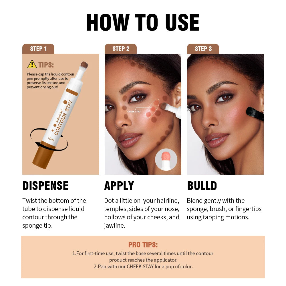 6 Colors Liquid Contour Long Wear Bronzer Cream Contour Makeup Long Lasting Nourishing Hydrating Face Contour 6 Colors
