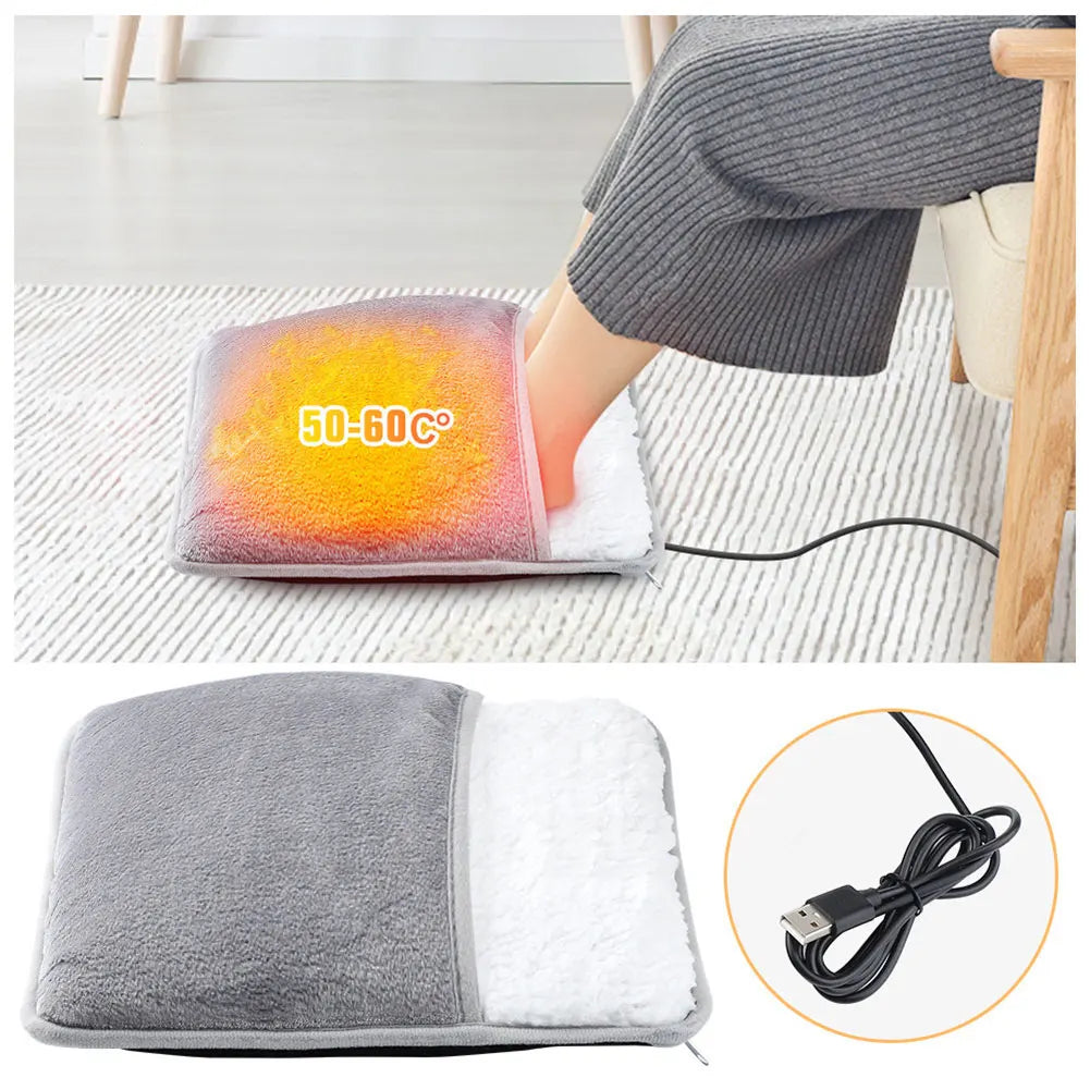 Winter Electric Foot Heating Pad USB Constant Temperature Household Feet Warmer Heater Heating Slippers for Home Office Bedroom
