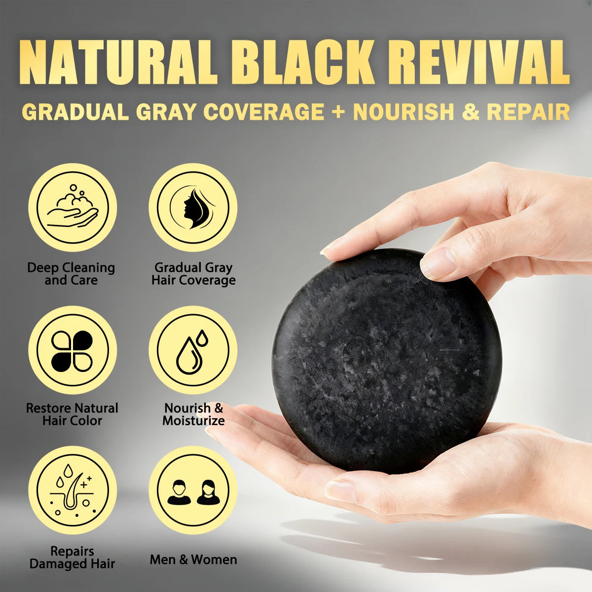 Natural Black Hair Shampoo Soap Ganoderma Polygonum Multiflorum Nourishing Gradually Repairing Gray Hair Herbal Hair Growth Soap
