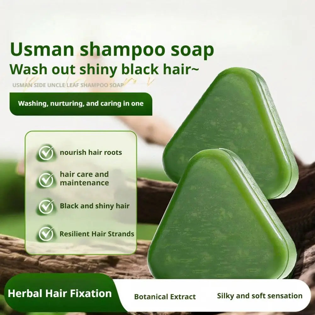 Usman Grass & Platycladus Shampoo Bar Hair Growth Natural Hair Loss Treat Strengthens Roots Control Oil Cleanses Scalp Soap NEW