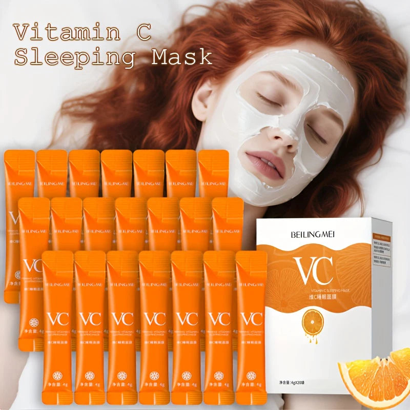 20pcs Vitamin C Sleeping Facial Masks Anti Wrinkle Moisturizing Hydrating Anti-Aging Whitening Face Mask Facial Skin Care