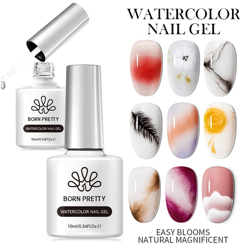 BORN PRETTY 10ml Clear Blooms Gel Polish UV LED Soak Off Nail Art Polish for Spreading Effect Marble Nail Polish Gel Painting