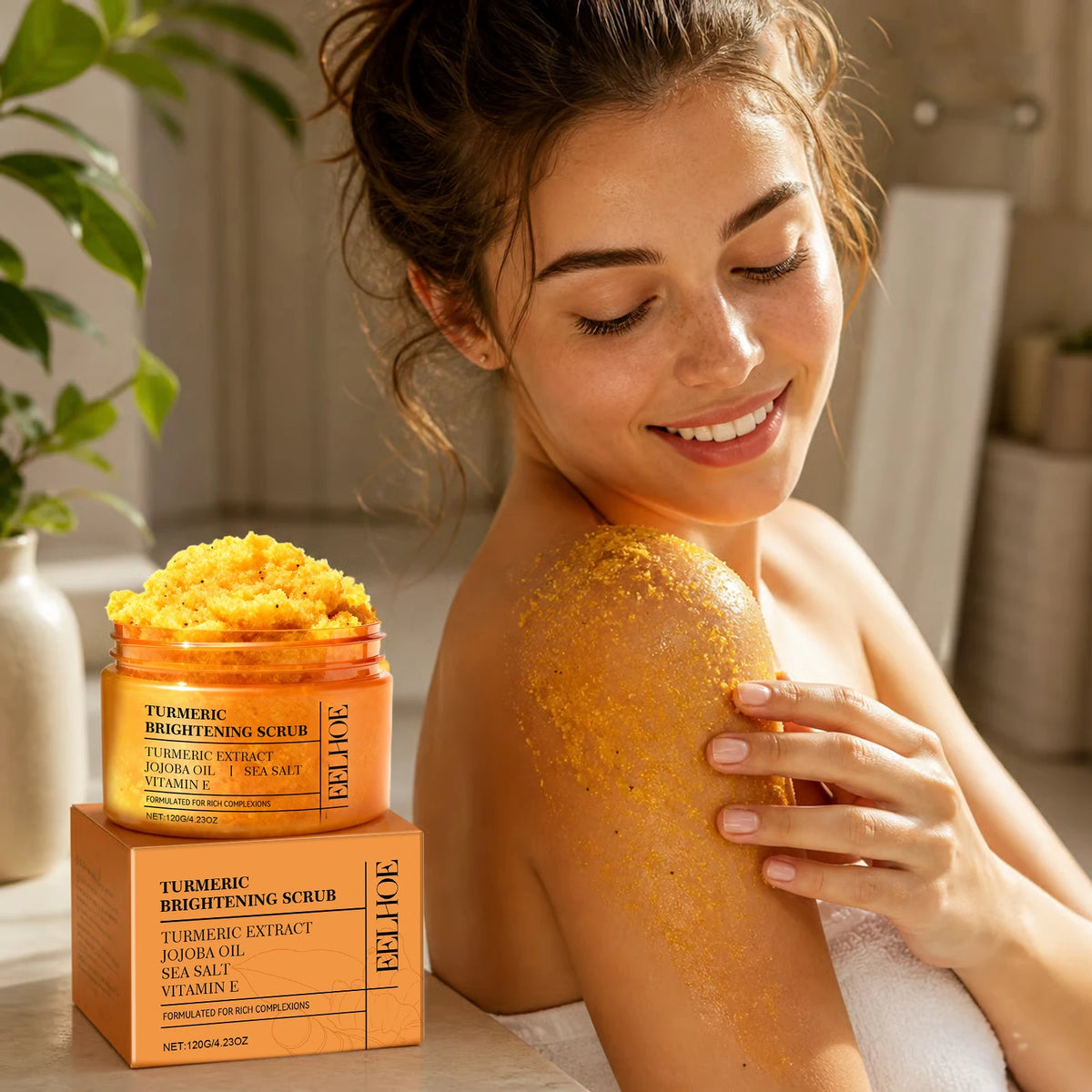 Turmeric Body Scrub Deep Clean Remover Dead Skin Smooth Sea Salt Exfoliating Scrub Gently Moisturizes Skin Brightening Products