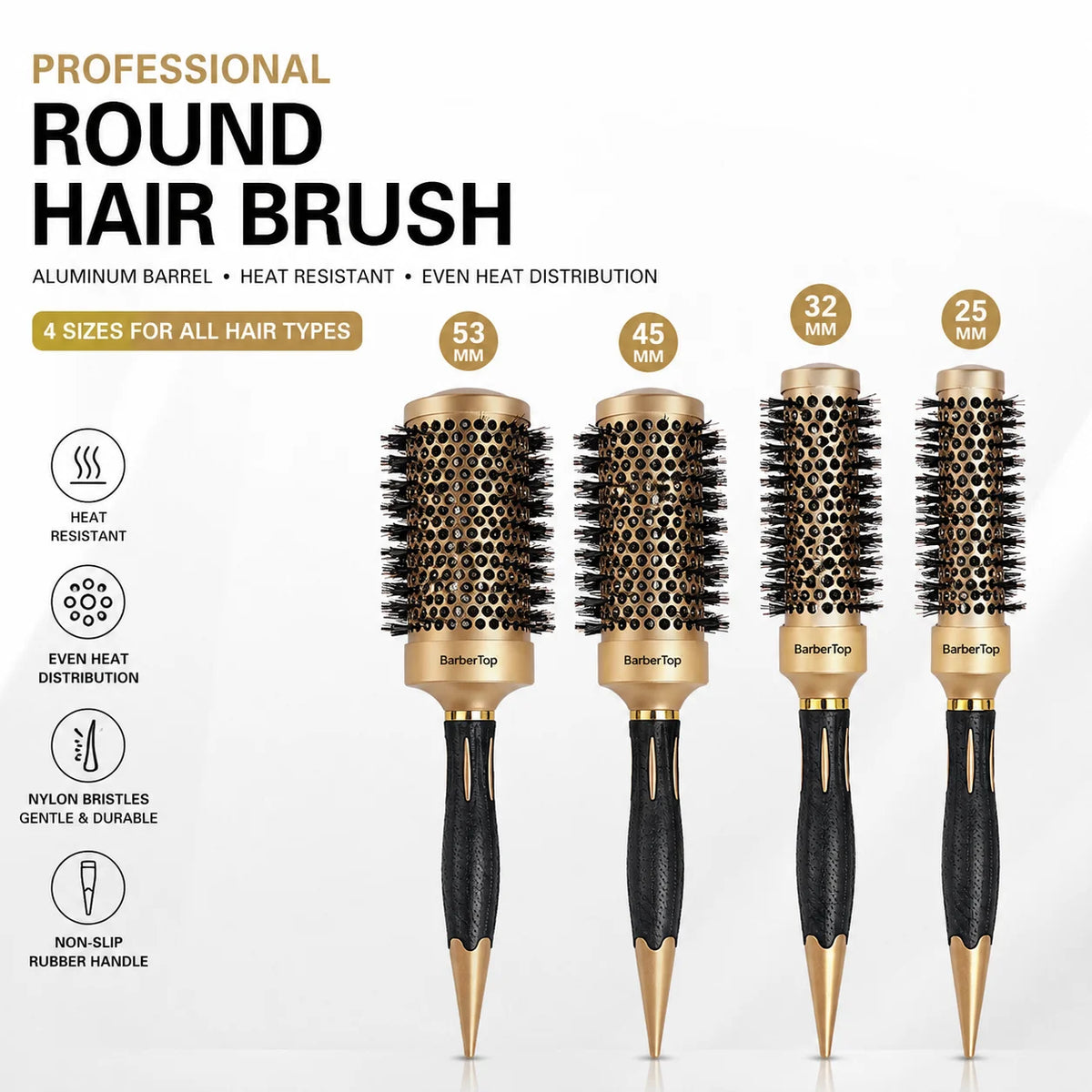 New Handle Round Rolling Brush Straight Twill Hair Comb Boar Bristle Round Barrel Hair Curling Brush Hairdressing Styling Tool
