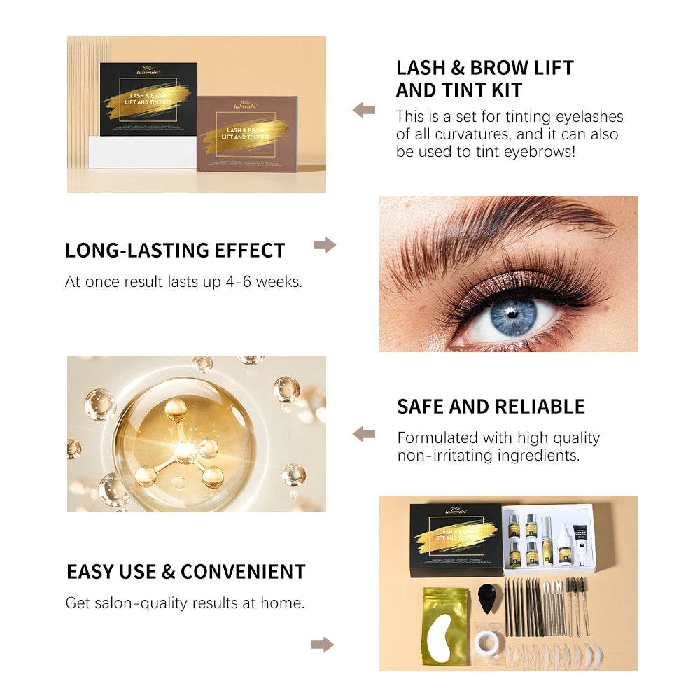 Lash & Brow Lift Tint Kit Lash Brow Perm Fix Curled Lashes Long Lasting Eyebrow Lamination Salon DIY Female Beauty Makeup Supply