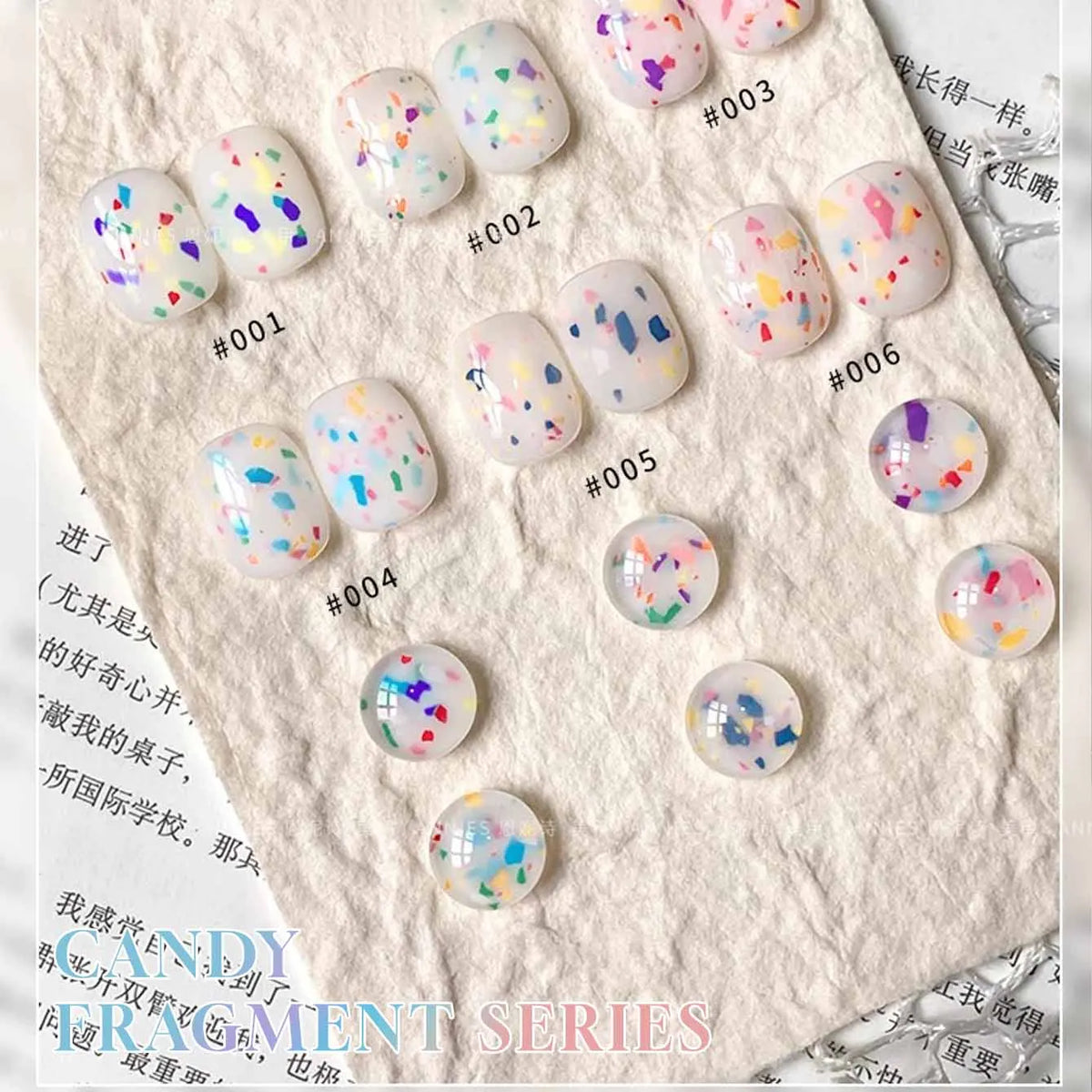 MIANEL 1-16pcs 12ML Beach Essentials Summer Nails Japanese Style Candy Fragments Gel Nail Polish Milk White Nails Supplies
