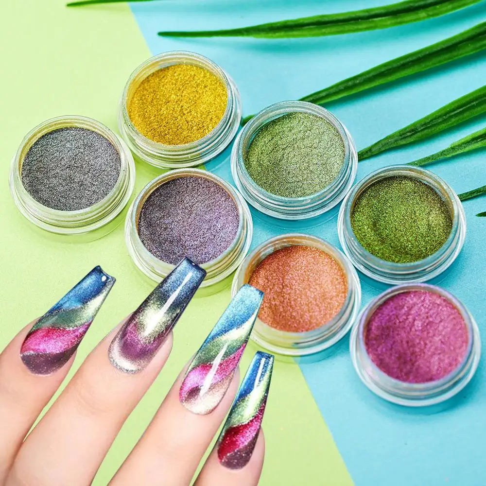 53 Jars 3D Cat Eye Effect Magnet Nail Powder Shiny Sparkly Mirror Nail Glitter Dust UV Gel Polish Chrome DIY Nail Art Pigment 