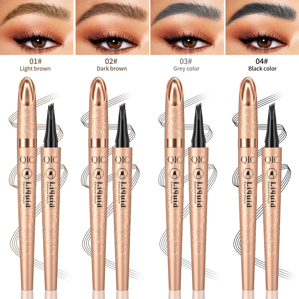 4 Tips Eyebrow Pen Waterproof Anti-smudge Long Lasting Liquid Brow 4 Colors Microblading Natural Wild Eyebrow Makeup