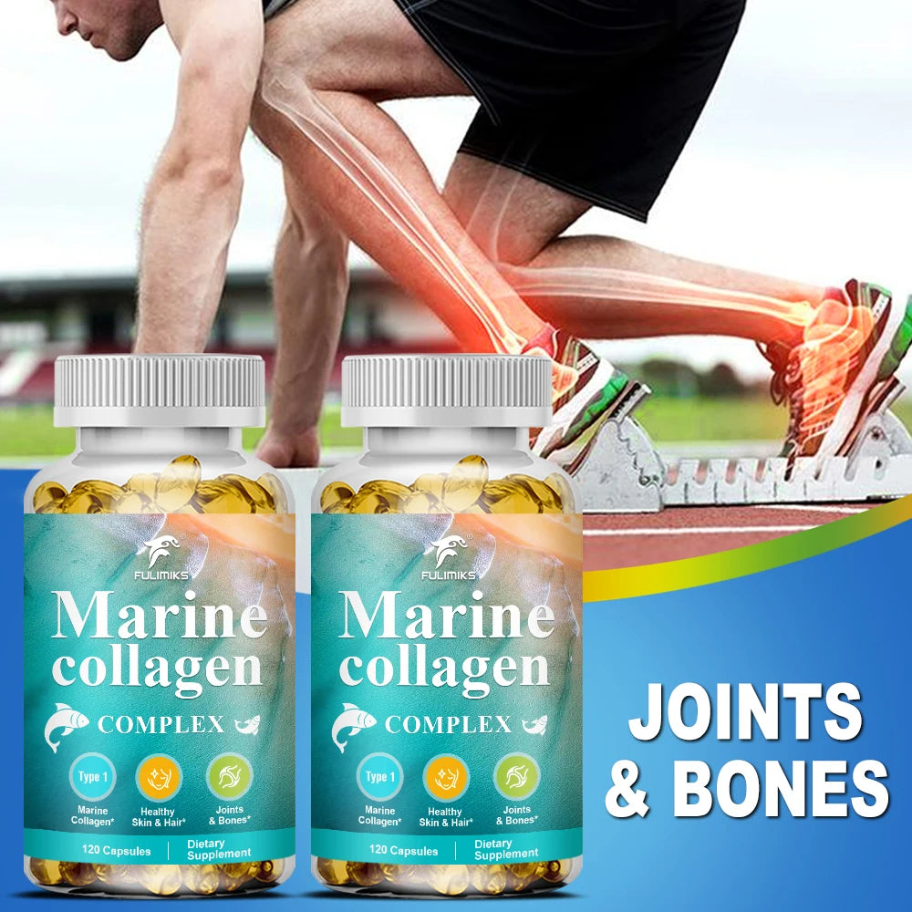 Buy 2 Get 2 Free! Marine Collagen Capsules, Support Bone, Joint, Muscle, Hair, Skin, Gut Health Support & Digestive Enzyme Boost