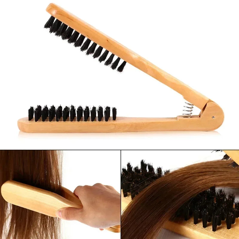Professional Double-Sided Wooden Hair Comb – Anti-Static Styling Brush for Straight Hair Detangle Massage Scalp Hair Care