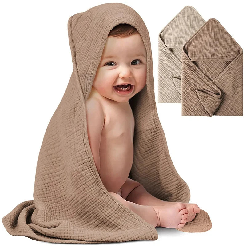 1PC Hooded Baby Towels for Newborn Muslin Organic Cotton Baby Bath Towel Soft Absorbent Towels for Boys Girls