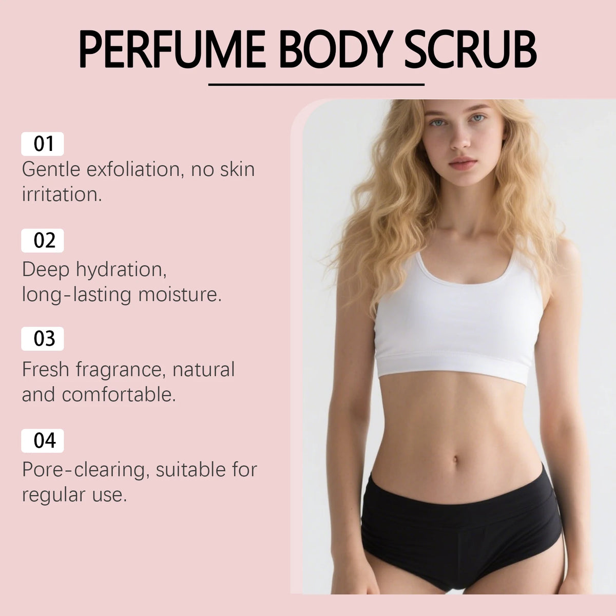 Perfume Body Scrub Hydrating Smoothing Skin Natural Exfoliating Salt Rose Coral Amber Vanilla Scent Moisturizing Cleansing Skin